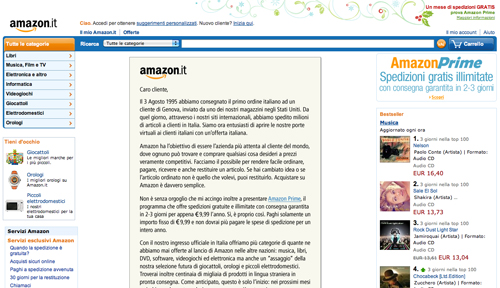 Screenshot di Amazon Italia