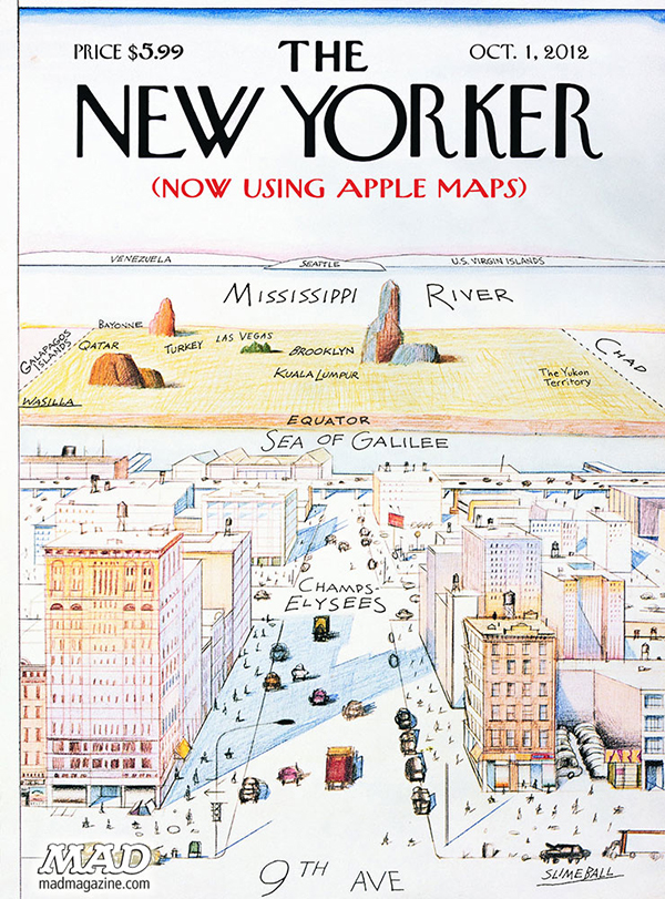 La finta copertina del New Yorker con le mappe di Apple