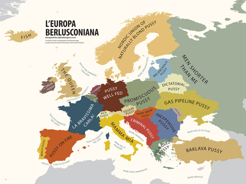 La mappa dell'Europa vista da Berlusconi