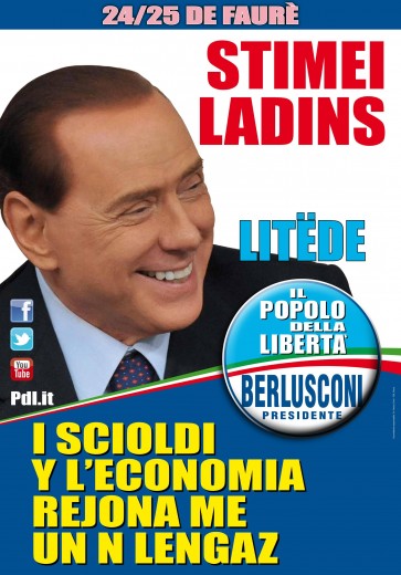 Il manifesto di Berlusconi in ladino