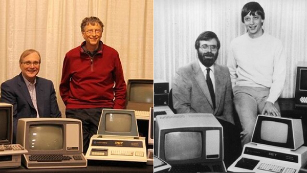 Bill Gates e Paul Allen nel 1982 e nel 2013