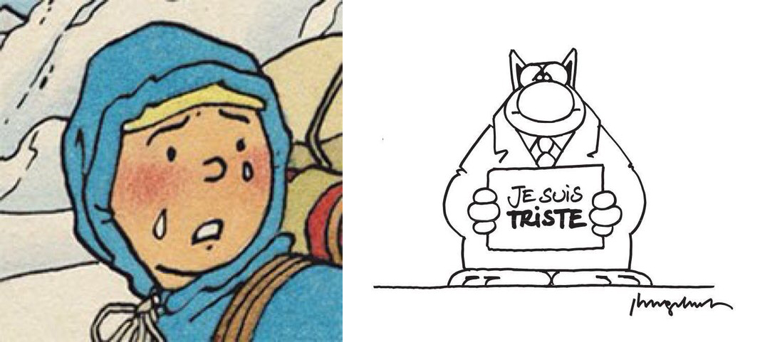 Tintin e Le Chat piangono per gli attentati di Bruxelles