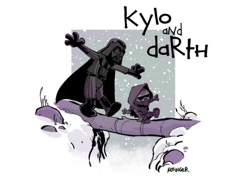 Darth Vader e Kylo Ren disegnati come Calvin and Hobbes