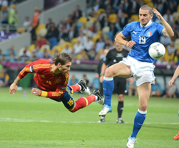 Sergio Ramos nella finale di Euro 2012