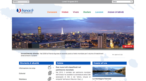 Screenshot del sito France.fr