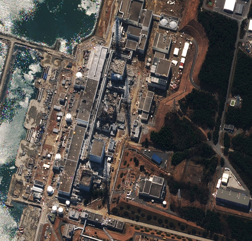 Foto satellitare della centrale nucleare di Fukushima Daiichi