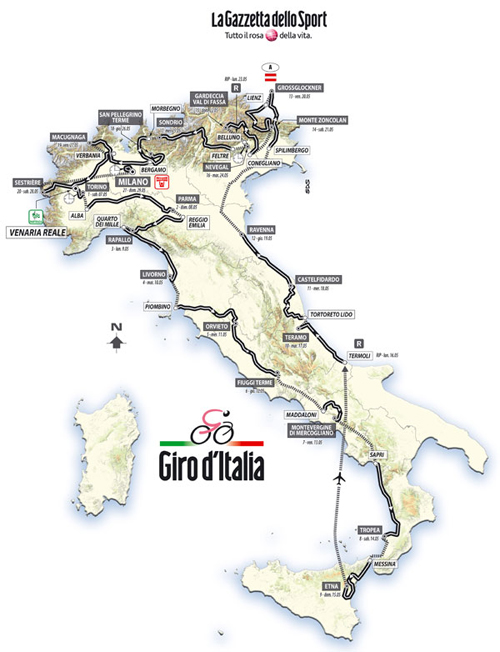 La planimetria del Giro d'Italia 2011