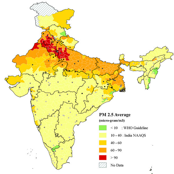 Mappa PM 2.5 in India