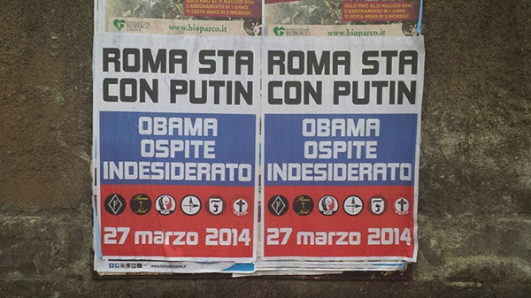 Manifesti dell'ultra destra romana contro il presidente Obama