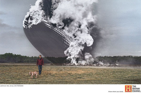Il cane a passeggio sotto l'Hindenburg