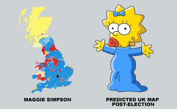 Somiglianze tra Maggie Simpson e la cartina elettorale del Regno Unito
