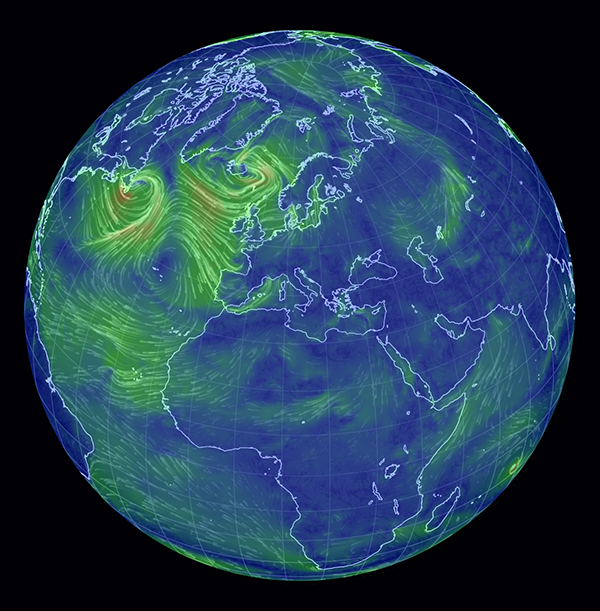 La mappa dei venti della Terra