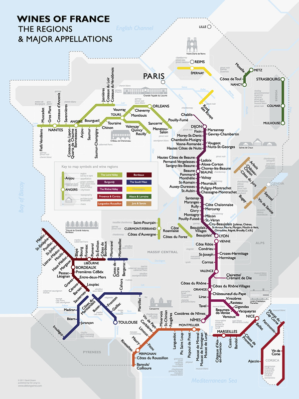 La mappa dei vini di Francia