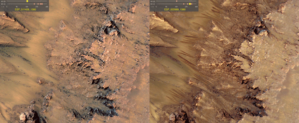 La foto che dimostra la presenta di acqua su Marte
