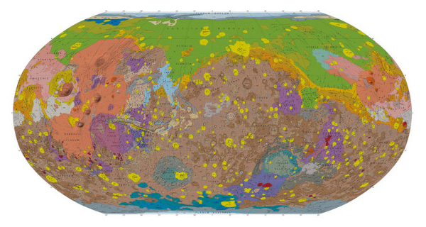 La mappa geologica di Marte
