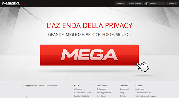 Screenshot di Mega