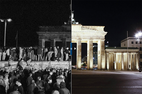 Il muro di Berlino e la Porta di Brandeburgo 1989 - 2009