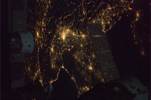 L'Italia del nord fotografata da Nespoli in orbita sulla ISS