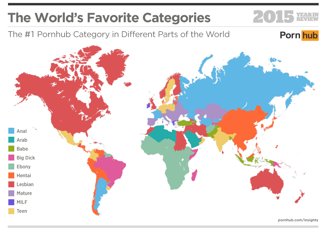 Le categorie preferito su PornHub nel 2015