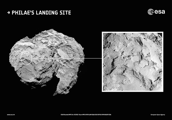 Il sito di atterraggio del lander Philae sulla cometa 67P/Churyumov-Gerasimenko
