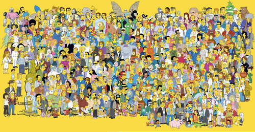 Il poster con tutti i personaggi della serie The Simpsons