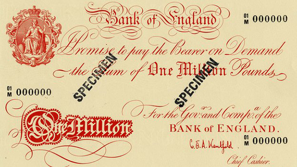 Una banconota da 1 milione di sterline