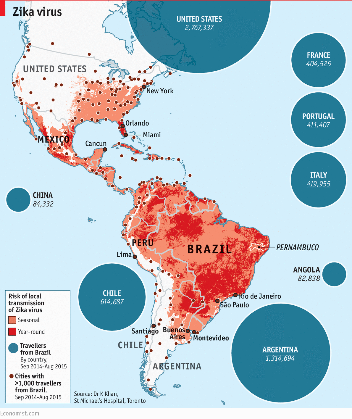 Diffusione potenziale del virus Zika
