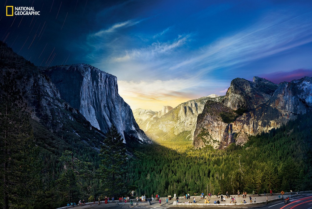 Yosemite dal giorno alla notte in un'unica foto