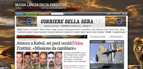Screenshot del Corriere della Sera