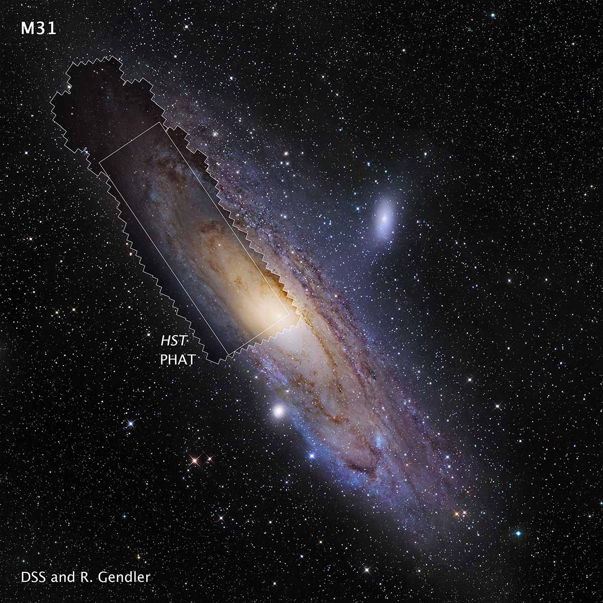 La galassia di Andromeda e il dettaglio del panorama