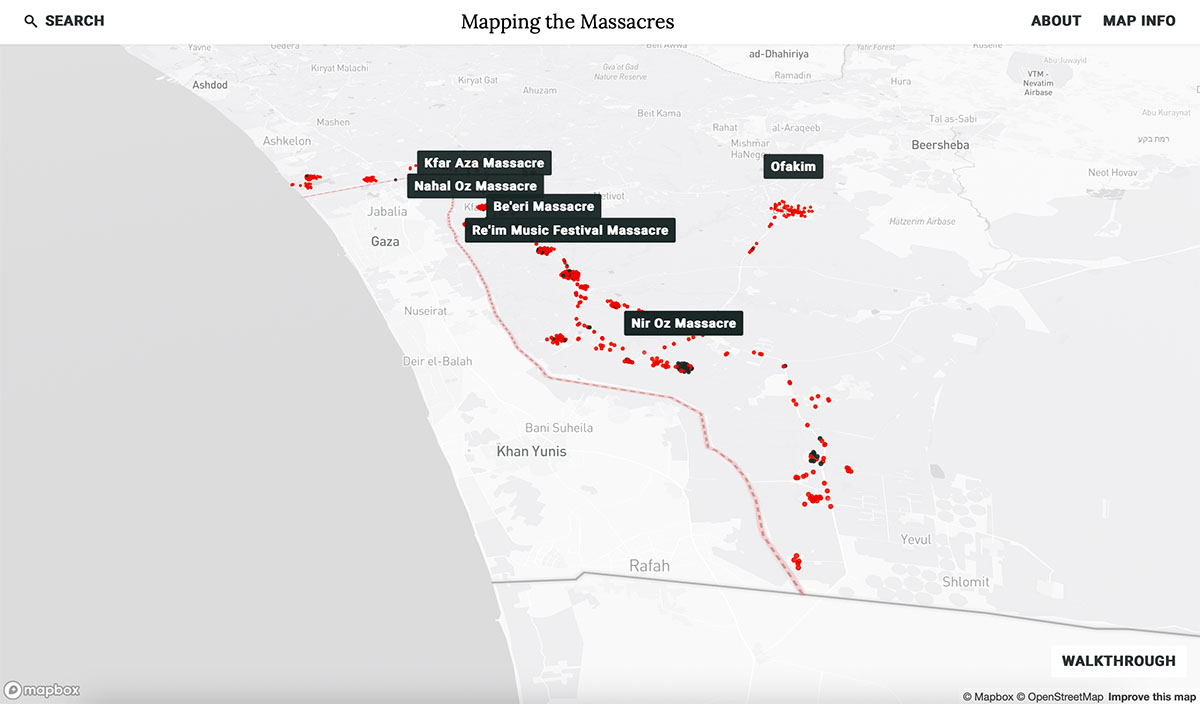 La mappa dei massacri del 7 ottobre in Israele