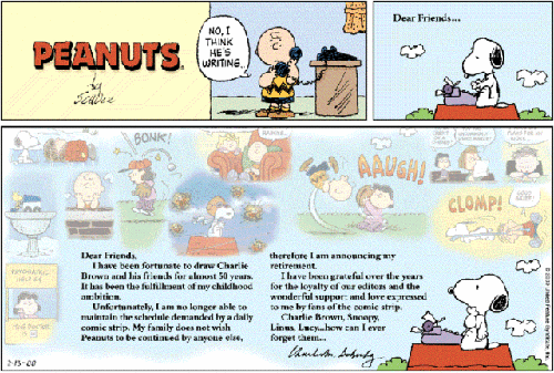 L'ultima striscia domenicale dei Peanuts
