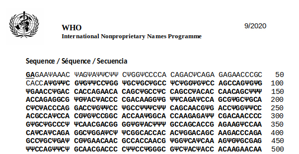 I primi 500 caratteri del vaccino mRNA BNT162b2 BioNTech/Pfizer SARS-CoV-2