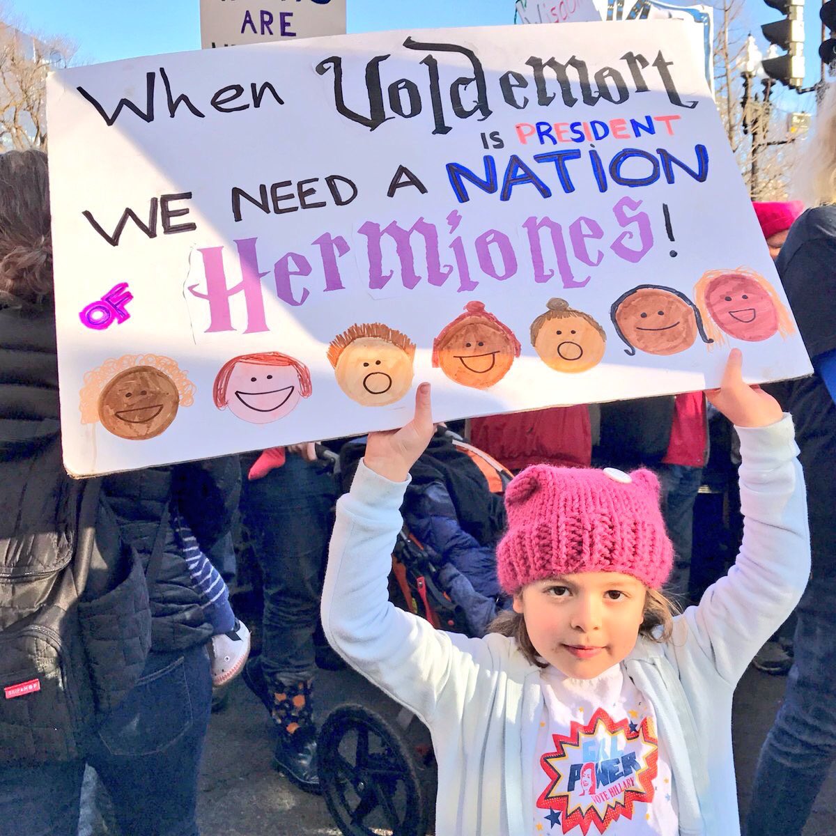 Cartello alla Women's March con un riferimento a Harry Potter